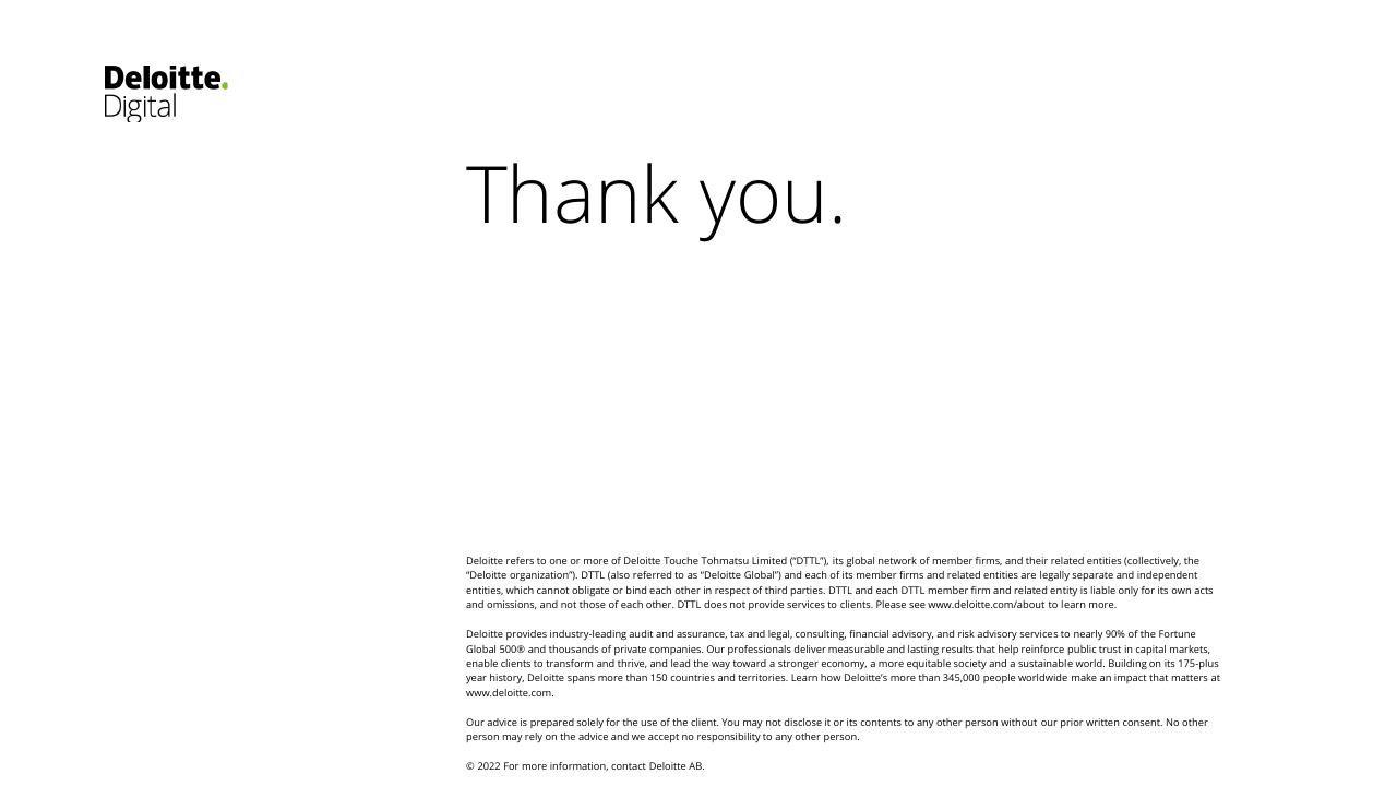 Closing slide 30 from Customer Service Excellence 2022 Deloitte