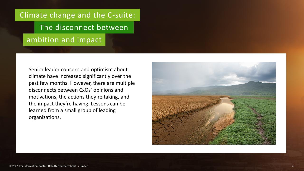 Text slide 4 from Deloitte 2022 Cxo Sustainability Report Deloitte