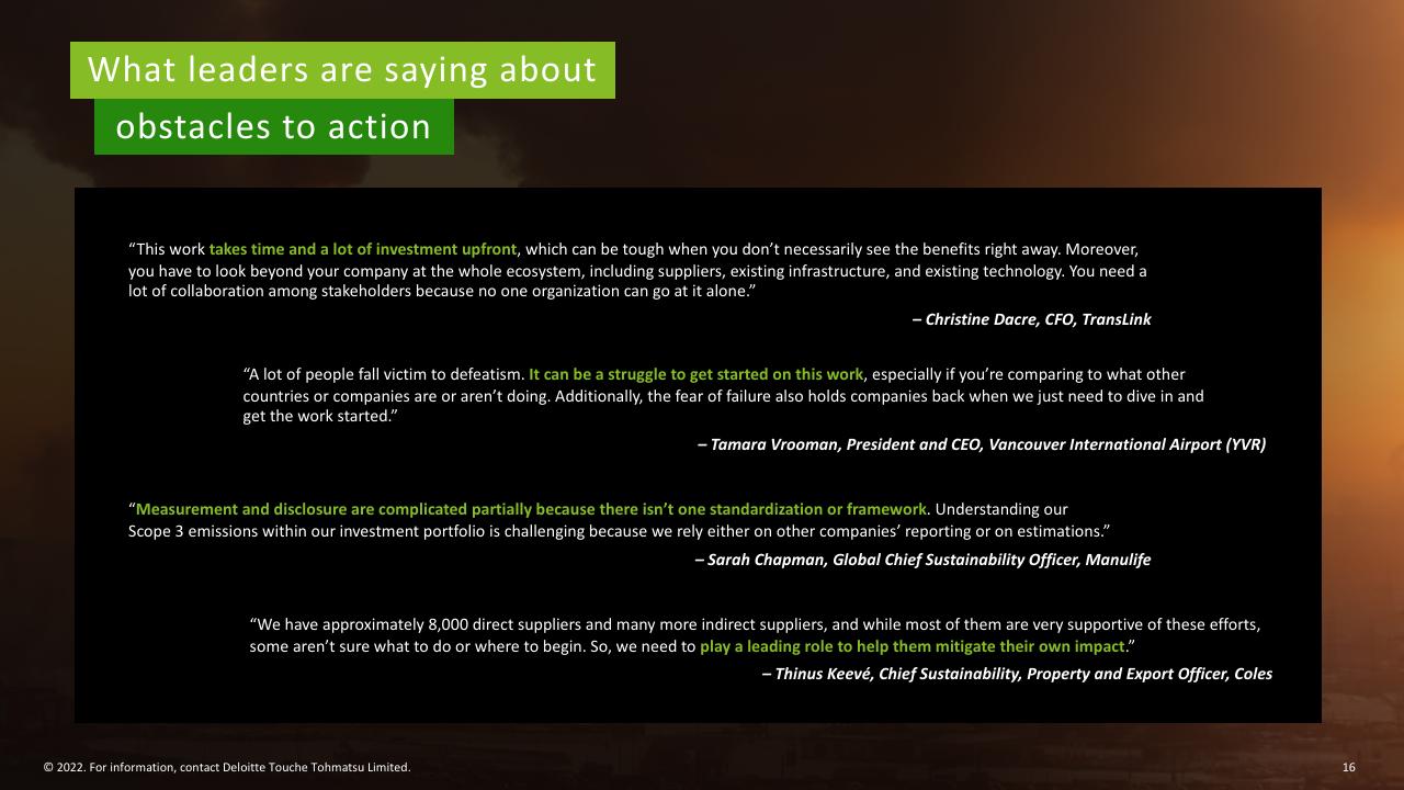 Quote slide 16 from Deloitte 2022 Cxo Sustainability Report Deloitte
