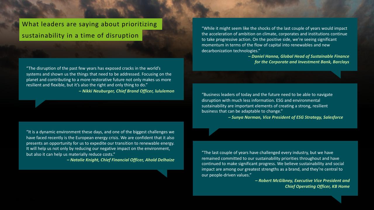 Quote slide 6 from Deloitte 2023 Cxo Sustainability Report Deloitte