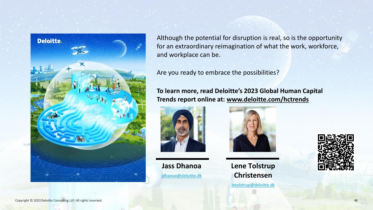 Text slide 47 from Deloitte 2023 Global Human Capital Trends Report_ New Fundamentals For A Boundaryless World Deloitte