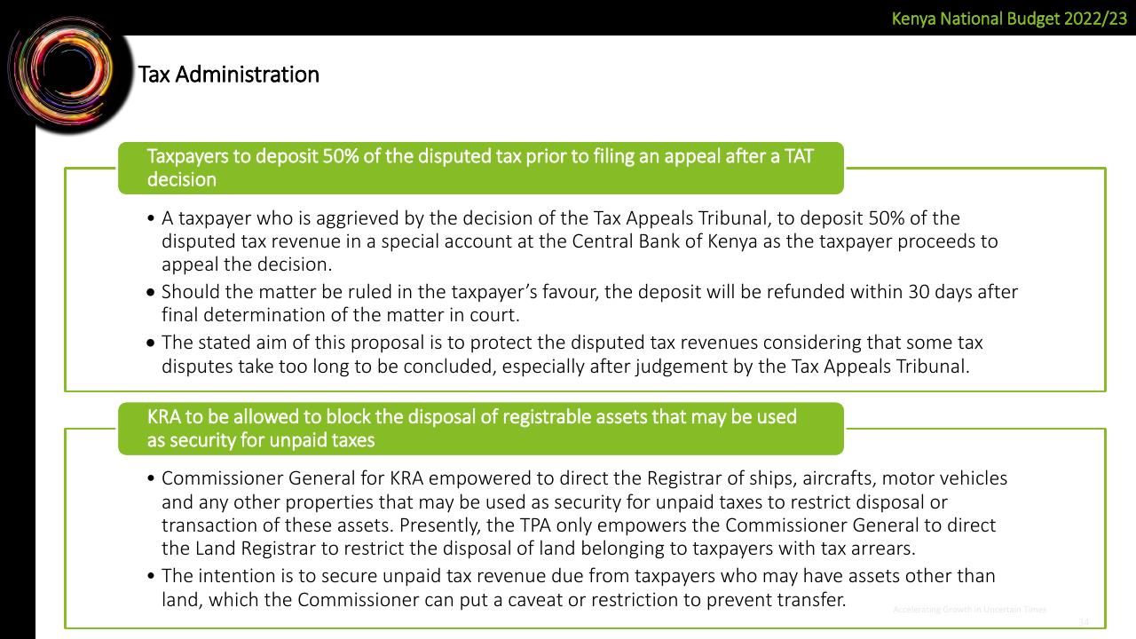 Text slide 34 from Deloitte Kenya Budget 2022_23 Webinar 