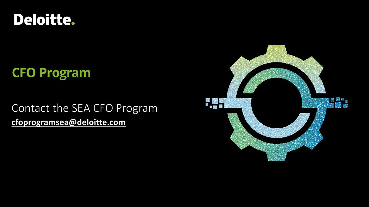 Cover slide 25 from Deloitte Sea CFO Forum Southeast Asia Business Outlook Deloitte