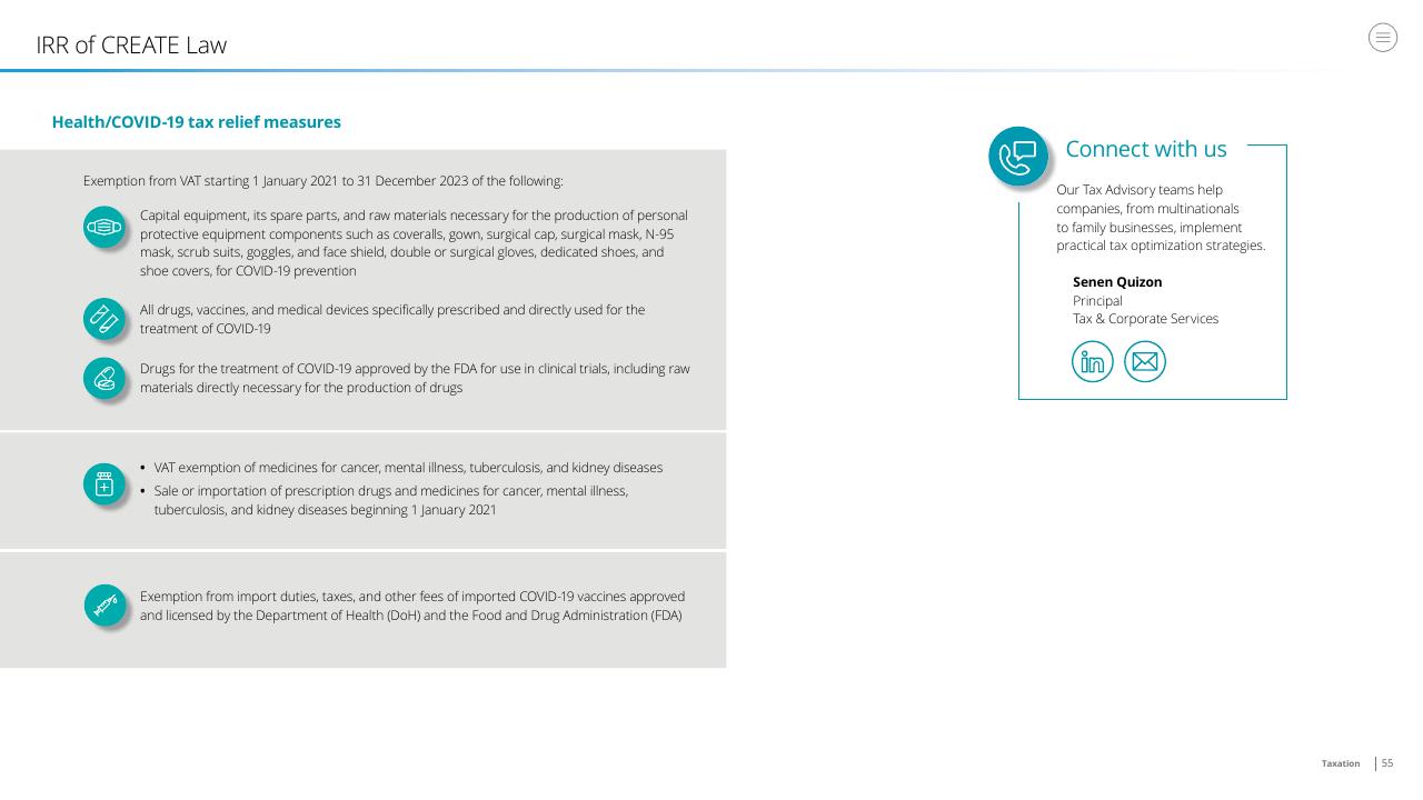 Text slide 55 from Doing Business In The Philippines 2021 Deloitte