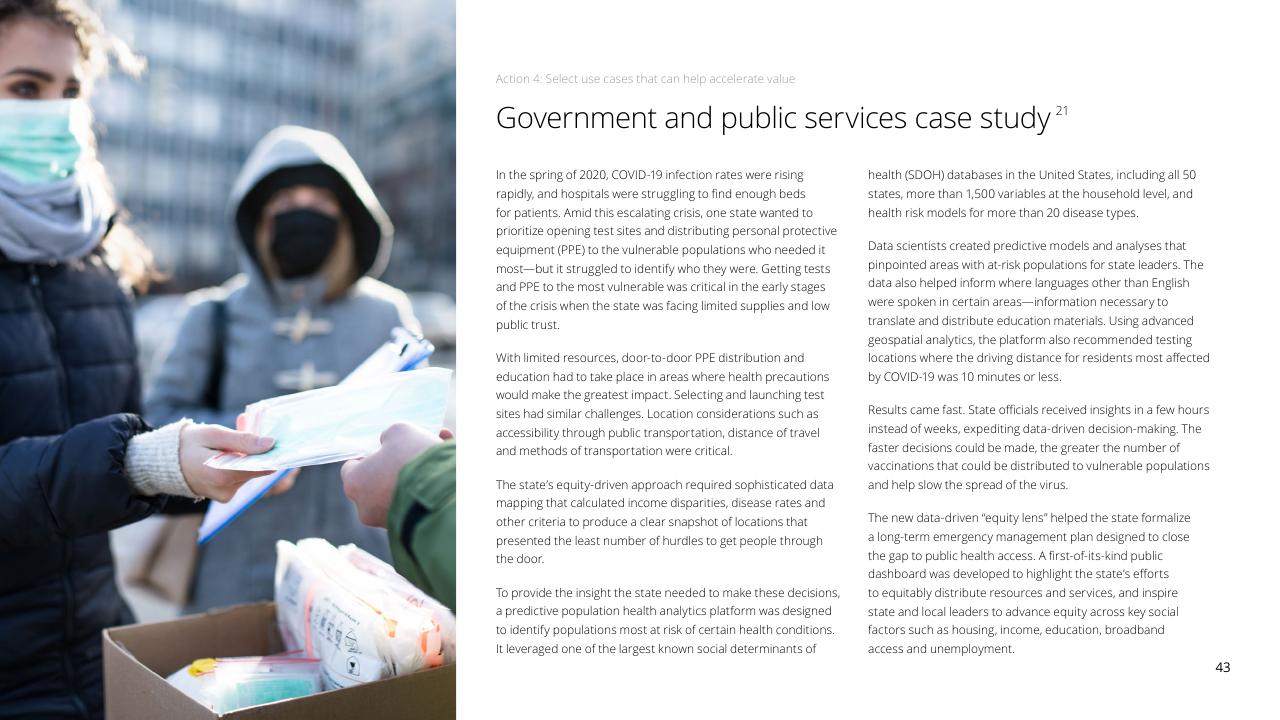 Case Study slide 43 from Fueling The AI Transformation_ Four Key Actions Powering Widespread Value From AI Right Now Deloitte