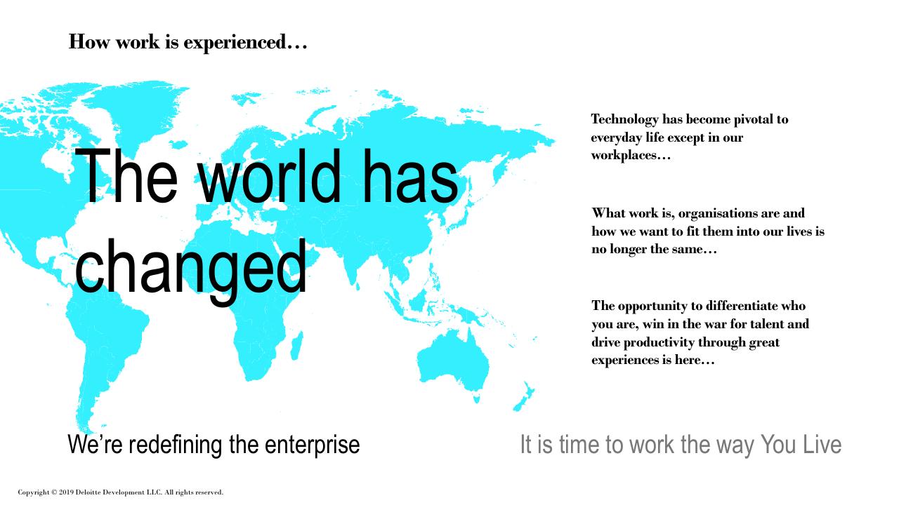 Text slide 21 from Future Of Work How Work Is Enabled_ Deloitte