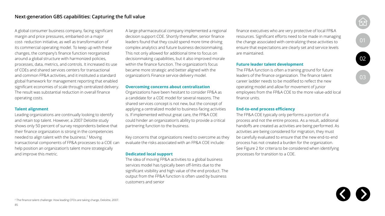 Text slide 85 from Global Business Services Performance Improvement Deloitte