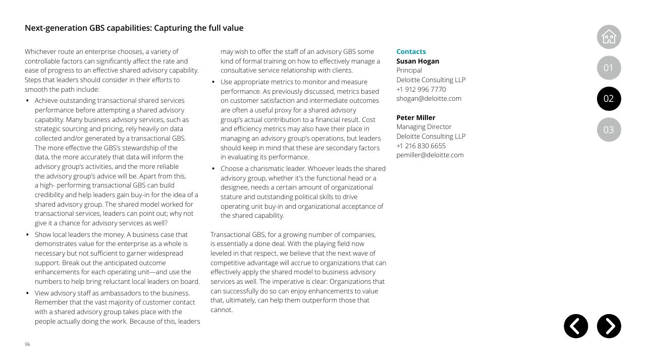 Text slide 96 from Global Business Services Performance Improvement Deloitte