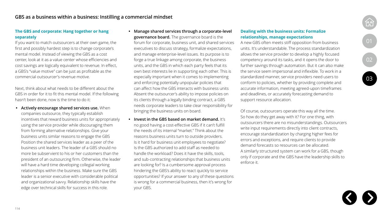 Text slide 114 from Global Business Services Performance Improvement Deloitte