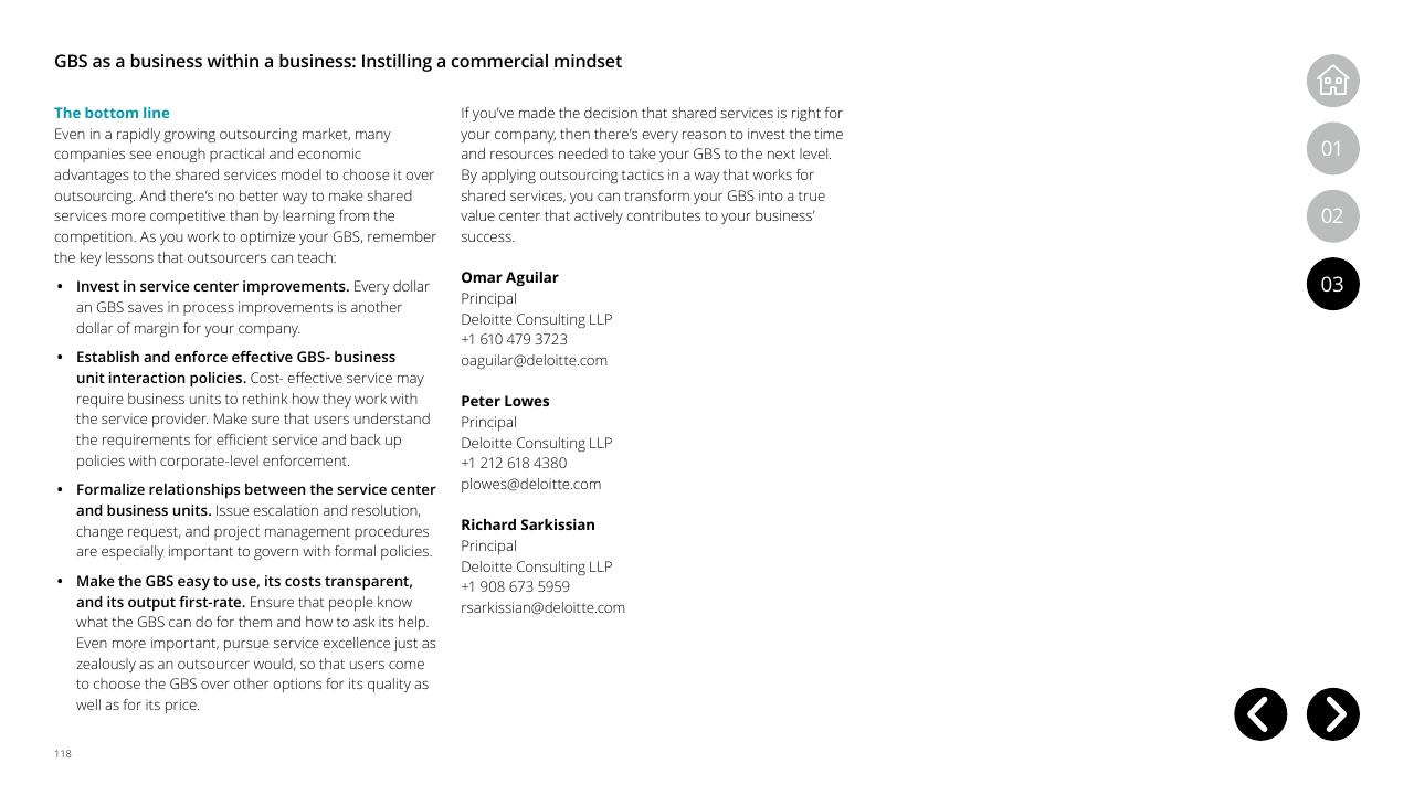 Text slide 118 from Global Business Services Performance Improvement Deloitte