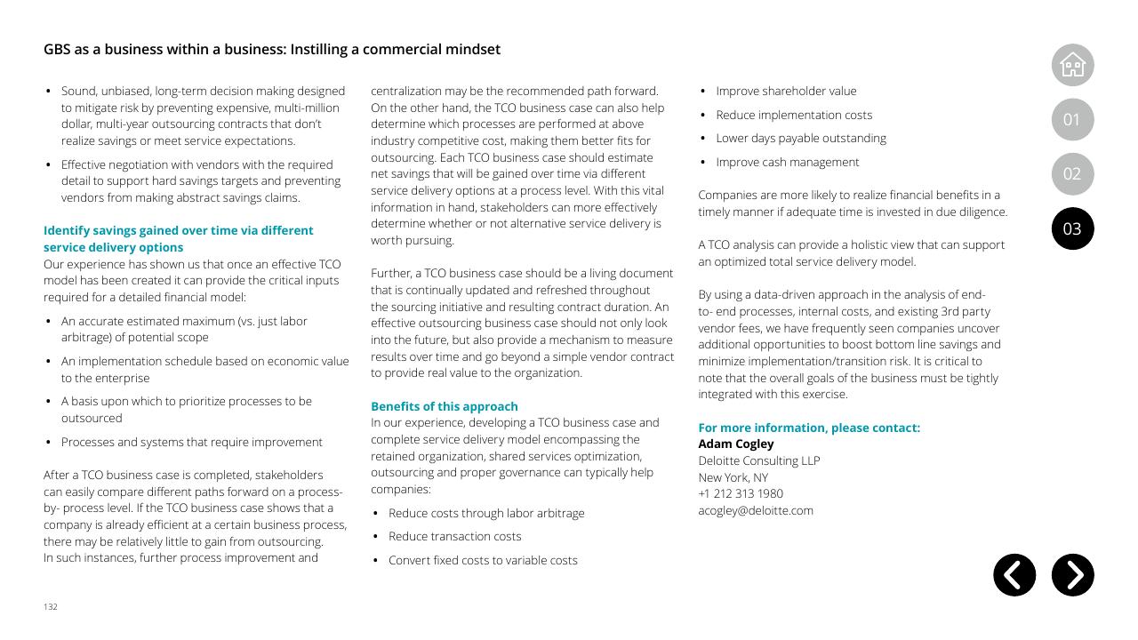 Text slide 132 from Global Business Services Performance Improvement Deloitte