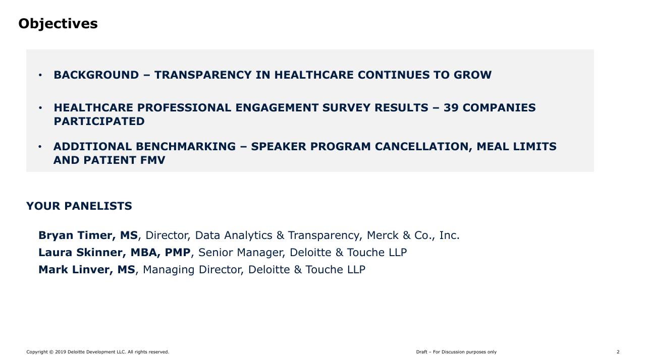 Agenda slide 2 from Hcp Engagement End To End Continuum Deloitte