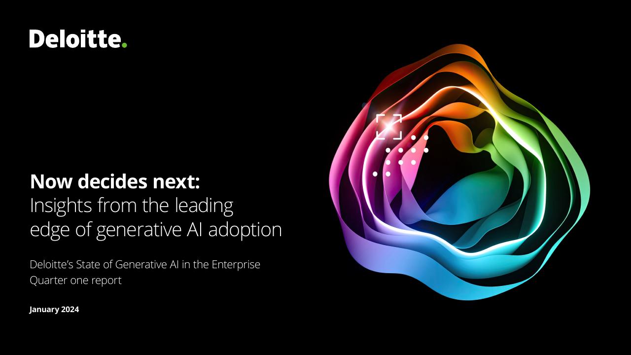 Insights From The Leading Edge Of Generative AI Adoption Deloitte consulting deck cover