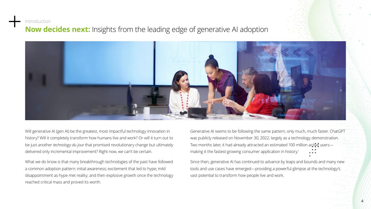 Text slide 4 from Insights From The Leading Edge Of Generative AI Adoption Deloitte