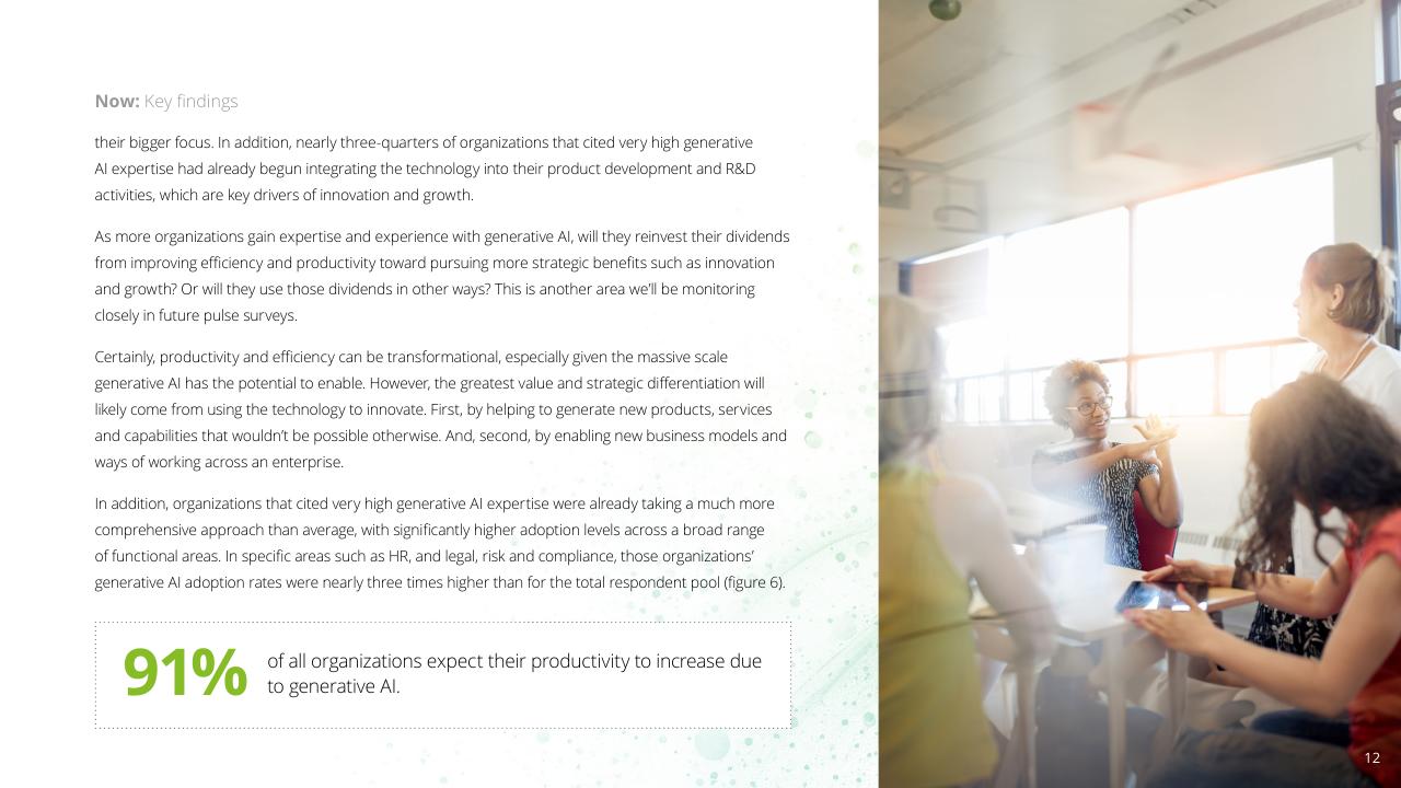 Text slide 12 from Insights From The Leading Edge Of Generative AI Adoption Deloitte
