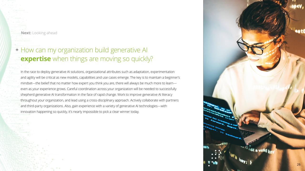 Text slide 26 from Insights From The Leading Edge Of Generative AI Adoption Deloitte
