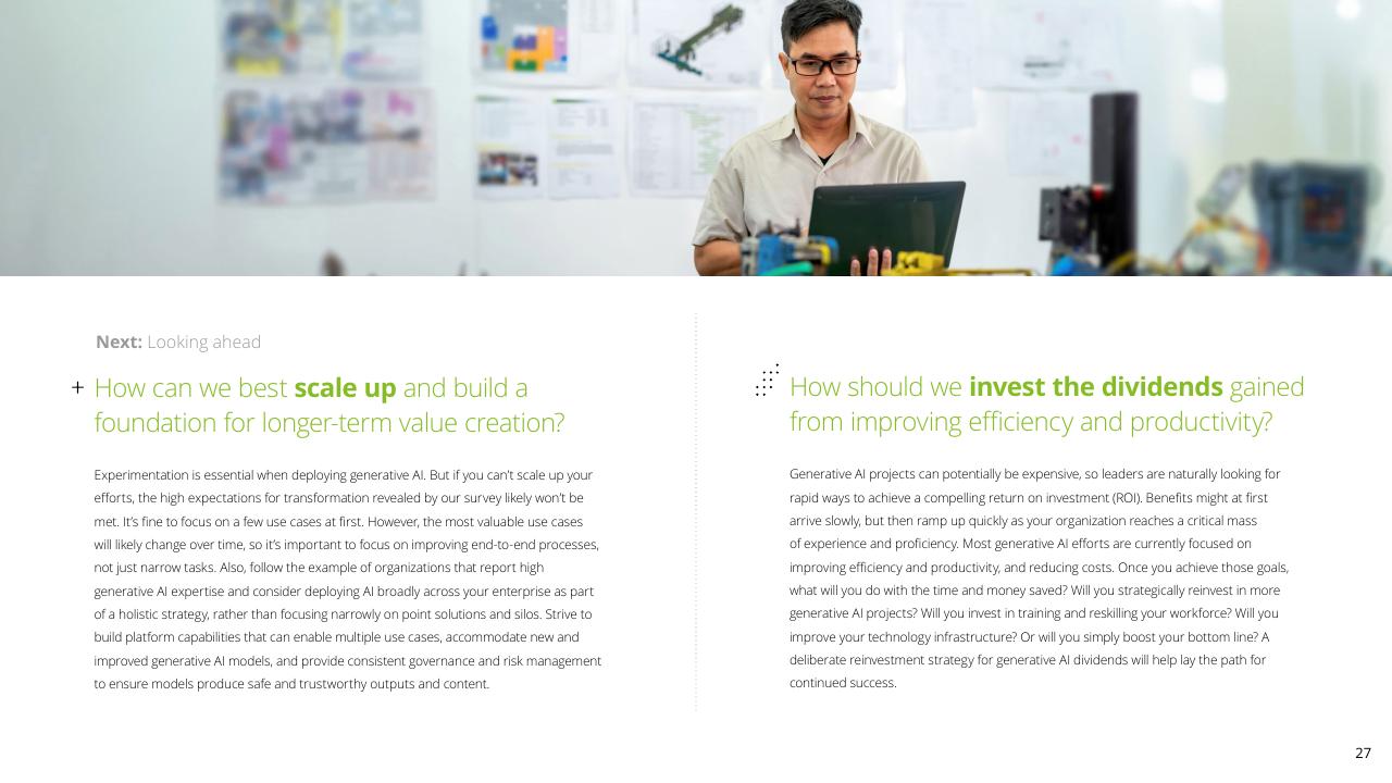 Comparison slide 27 from Insights From The Leading Edge Of Generative AI Adoption Deloitte