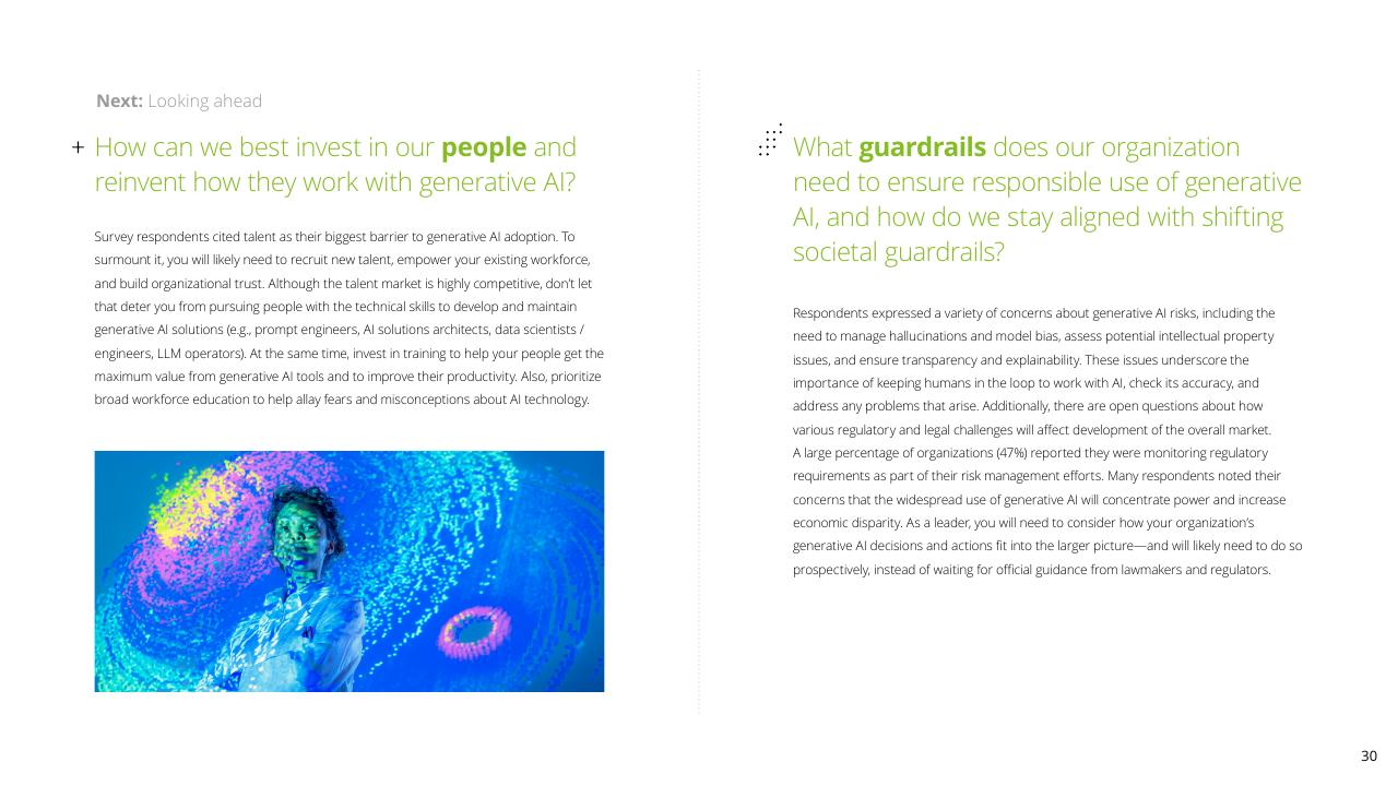 Comparison slide 30 from Insights From The Leading Edge Of Generative AI Adoption Deloitte