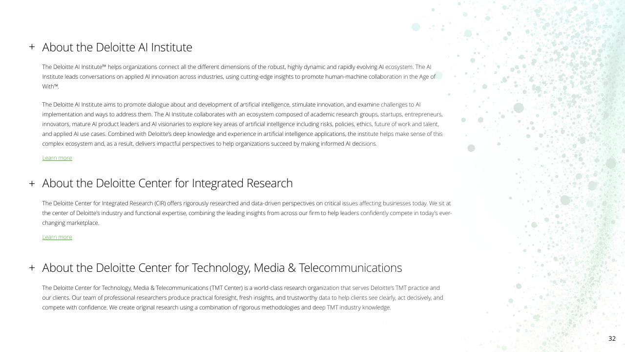 Text slide 32 from Insights From The Leading Edge Of Generative AI Adoption Deloitte