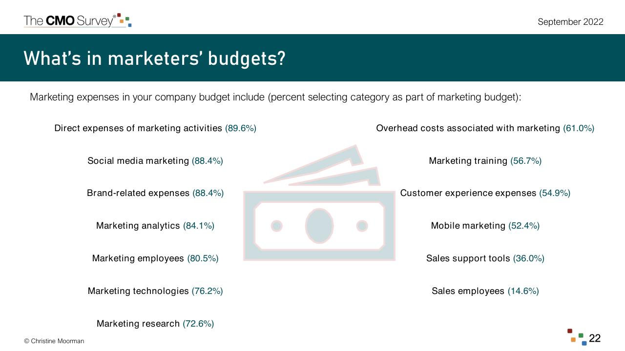 Dashboard slide 22 from The Cmo Survey Marketing In A Post COVID Era Deloitte