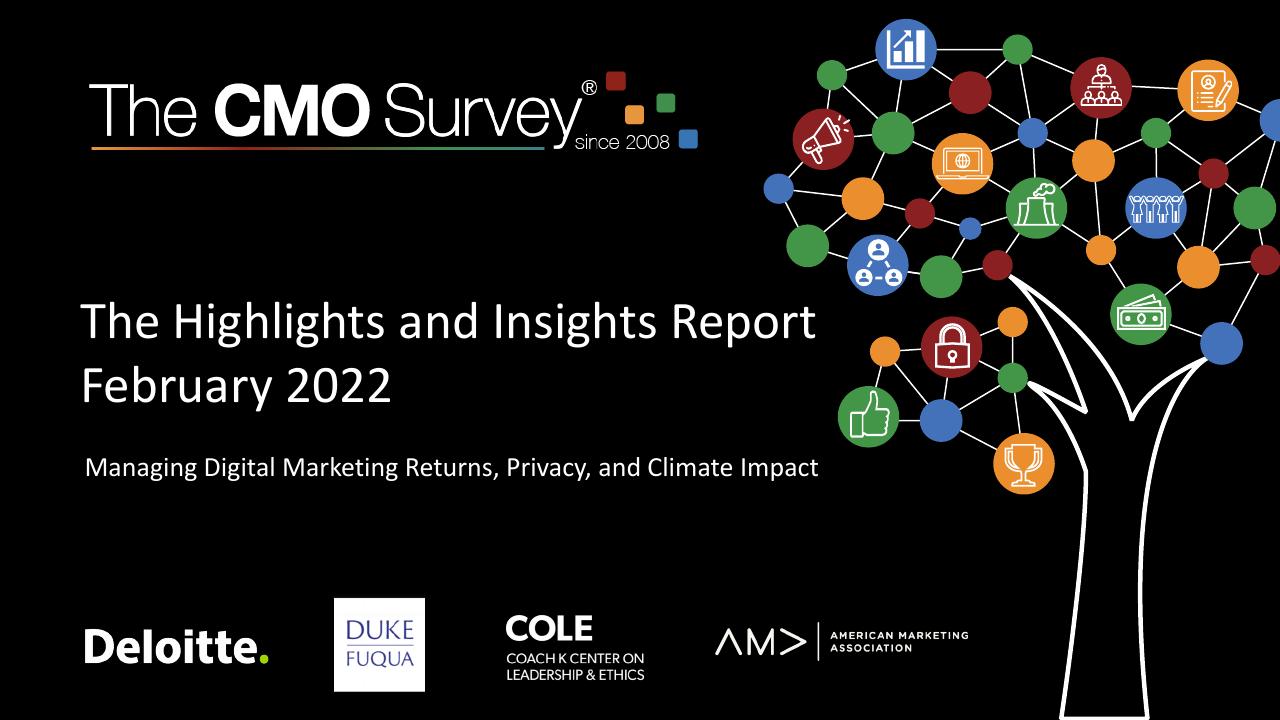 The Cmo Survey The Highlights And Insights Report February 2022 Deloitte consulting deck cover