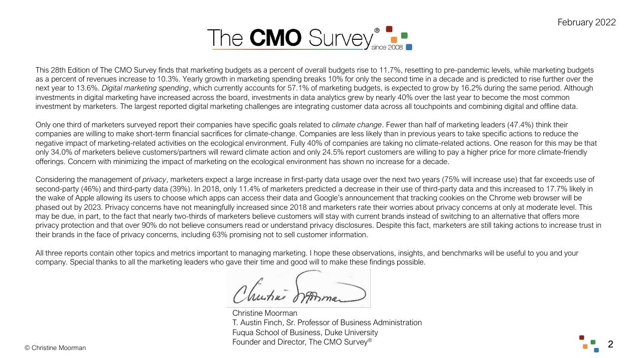 Text slide 2 from The Cmo Survey The Highlights And Insights Report February 2022 Deloitte