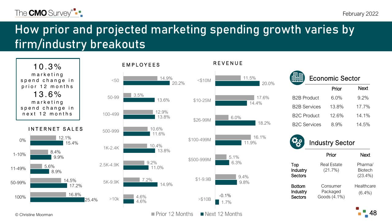 Dashboard slide 48 from The Cmo Survey The Highlights And Insights Report February 2022 Deloitte