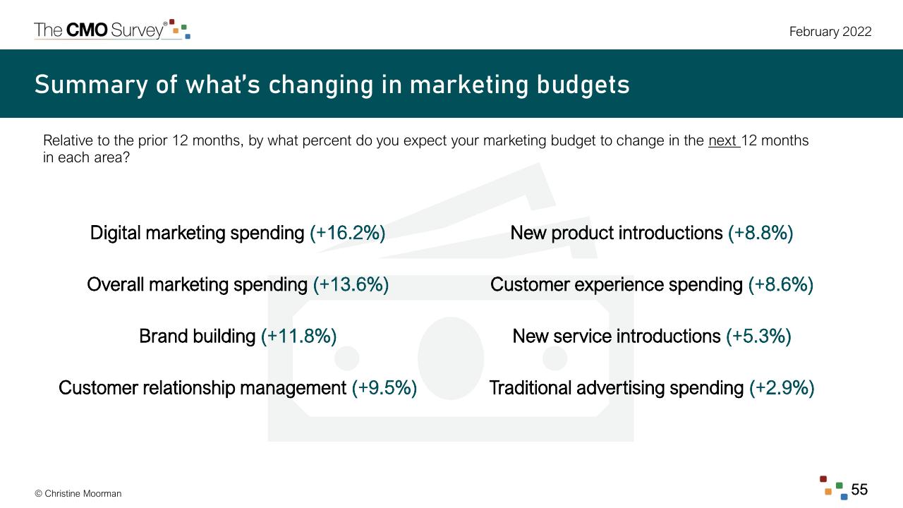 Dashboard slide 55 from The Cmo Survey The Highlights And Insights Report February 2022 Deloitte