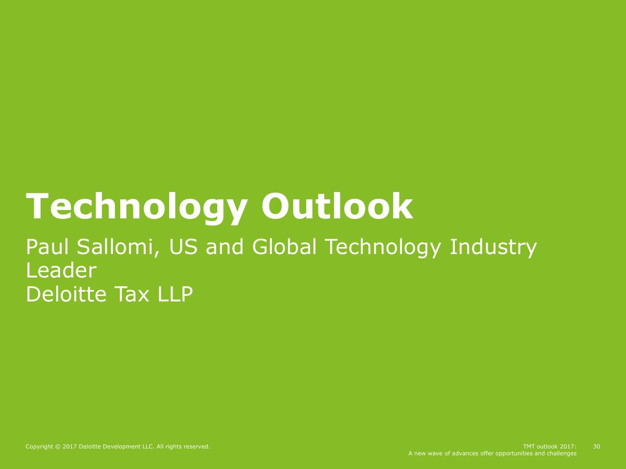 Cover slide 30 from Tmt Outlook 2017_ A New Wave Of Advances Offer Opportunities And Challenges