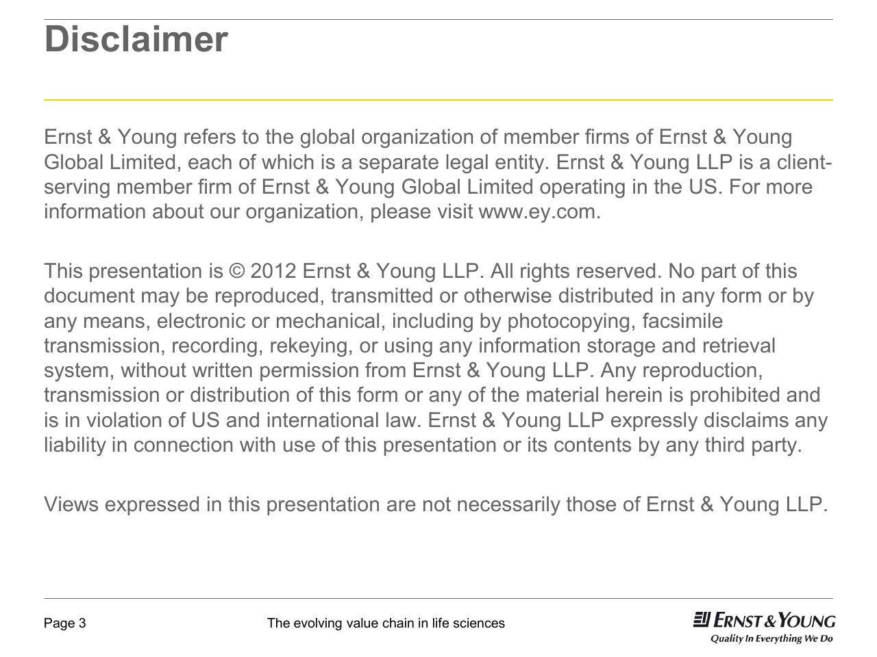 Text slide 3 from 22nd Annual Health Sciences Tax Conference The Evolving Value Chain In Life Sciences