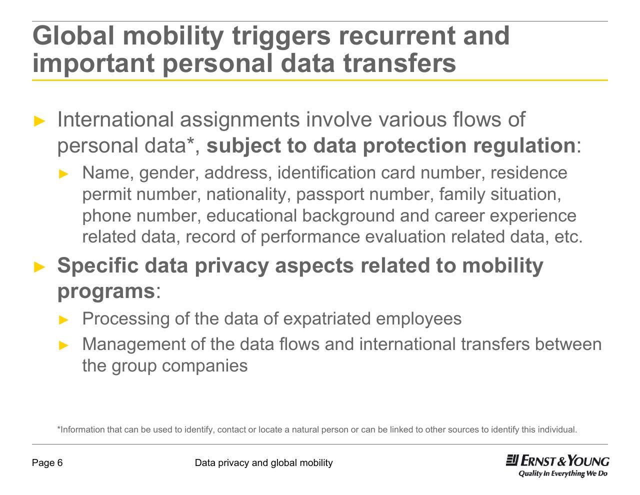 Text slide 6 from Data Privacy And Global Mobility