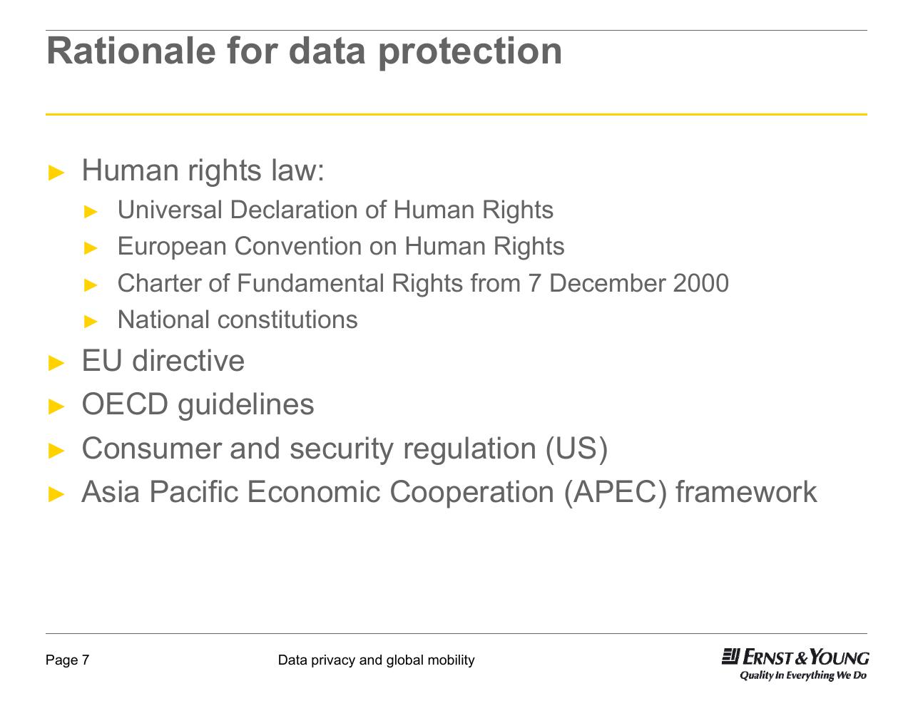 Text slide 7 from Data Privacy And Global Mobility