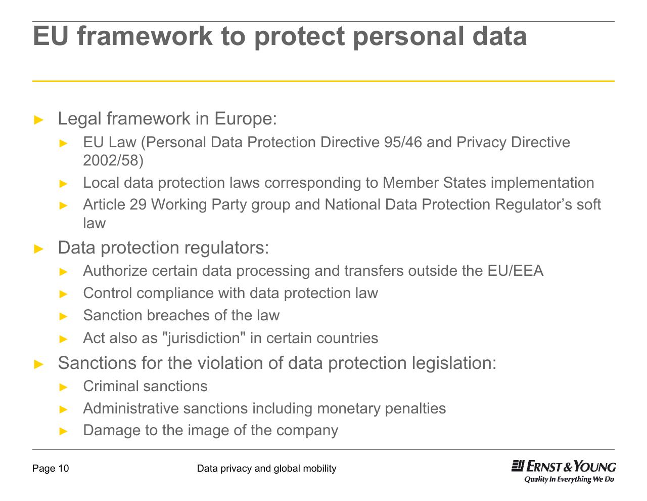 Text slide 10 from Data Privacy And Global Mobility