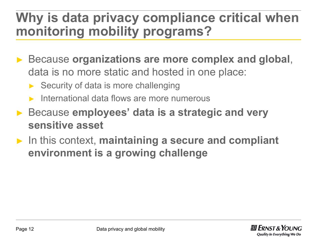 Text slide 12 from Data Privacy And Global Mobility