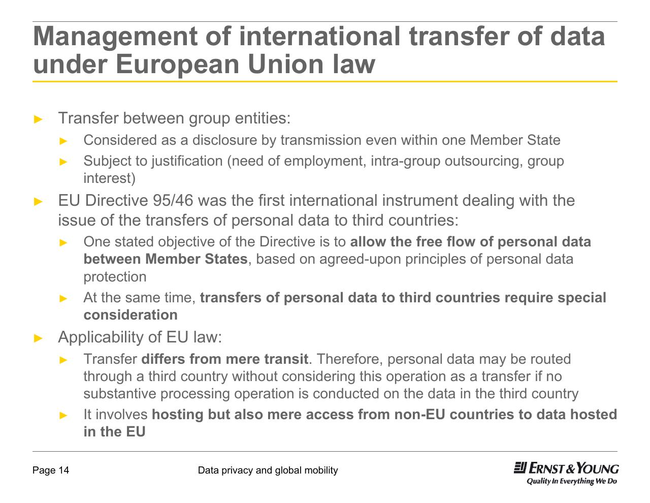 Text slide 14 from Data Privacy And Global Mobility