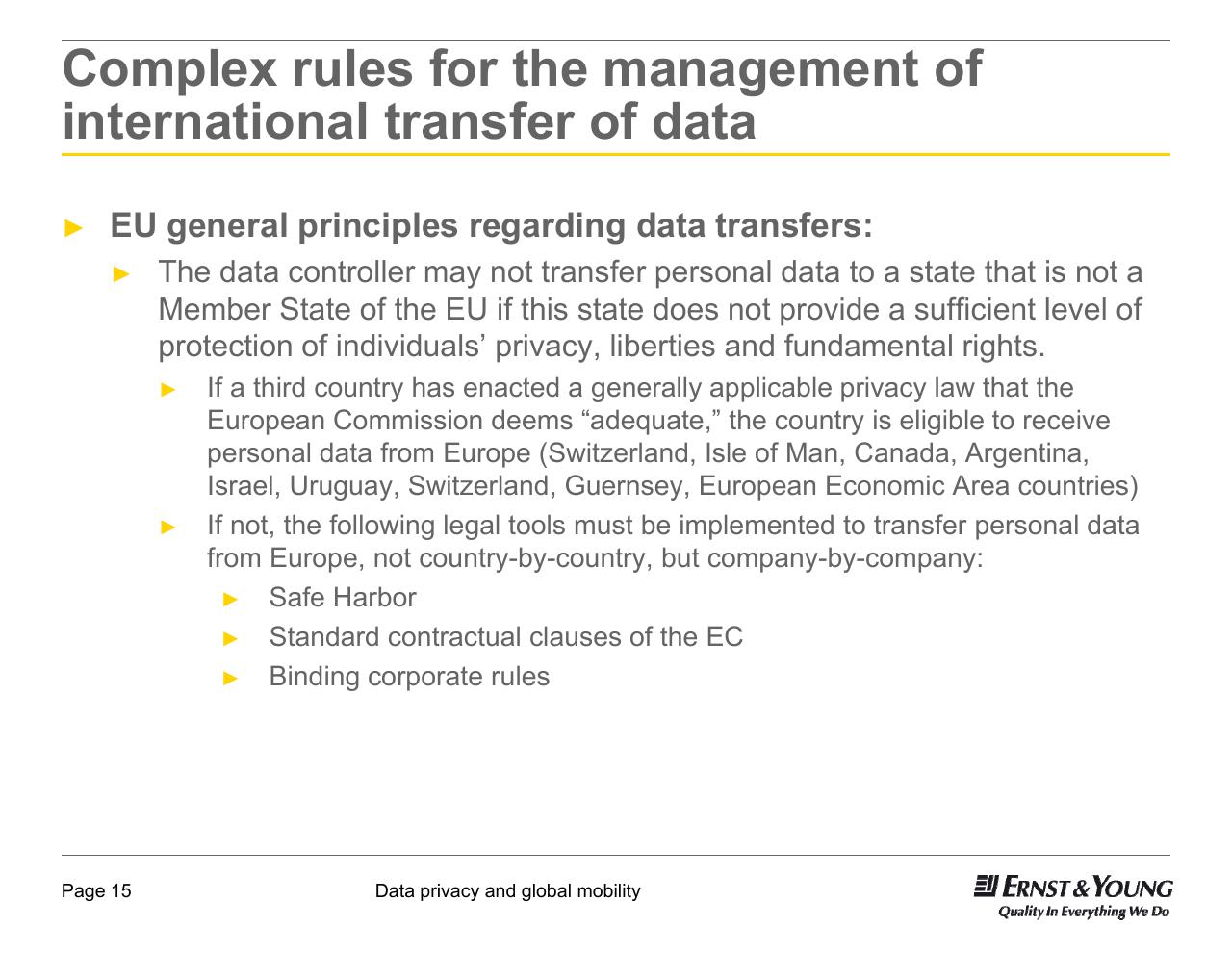 Text slide 15 from Data Privacy And Global Mobility