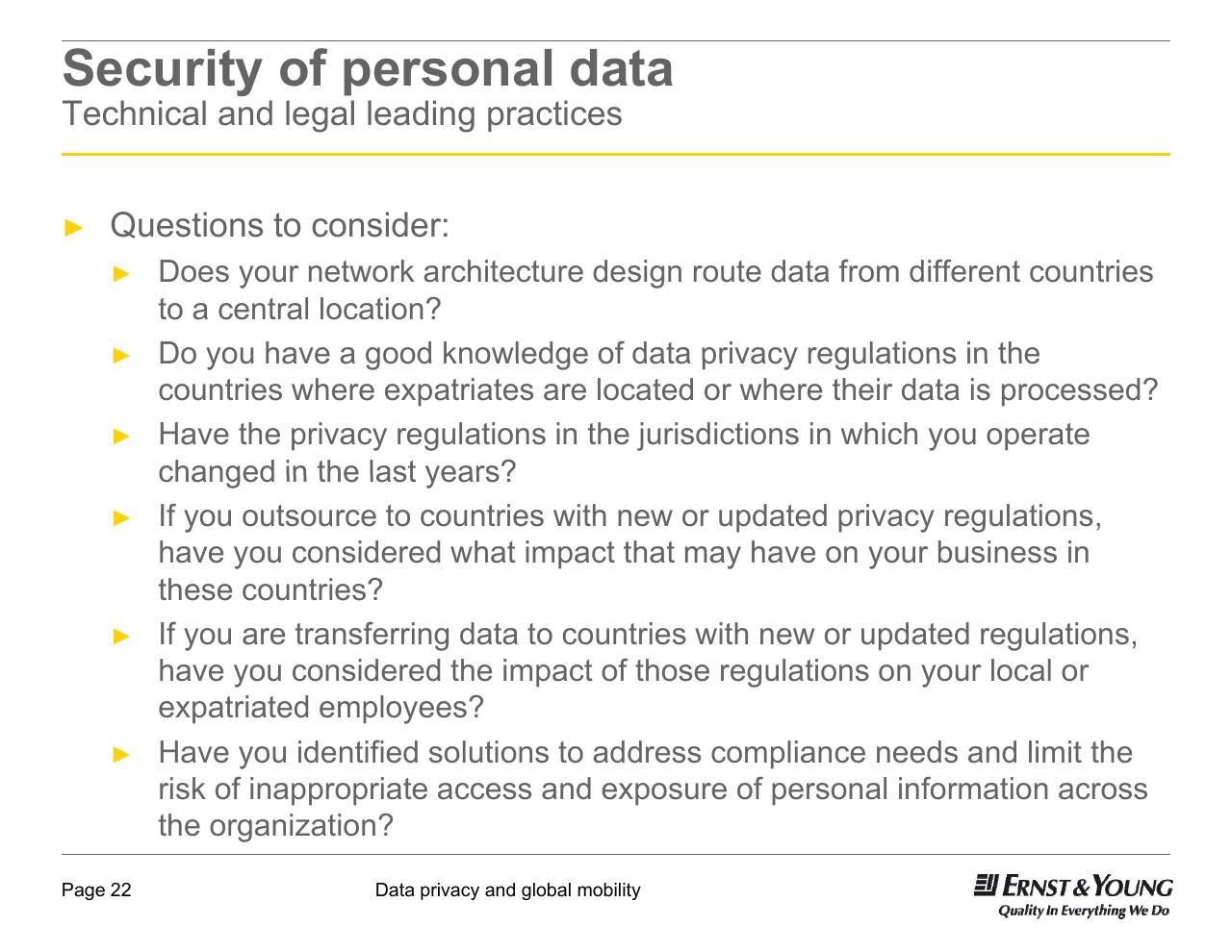 Text slide 22 from Data Privacy And Global Mobility