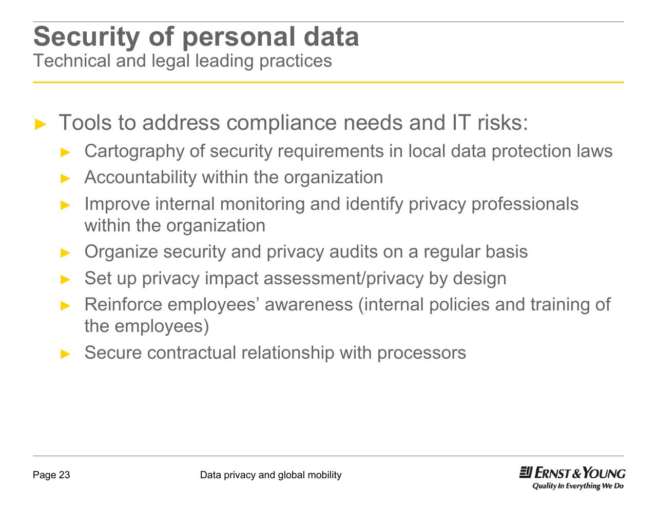Text slide 23 from Data Privacy And Global Mobility