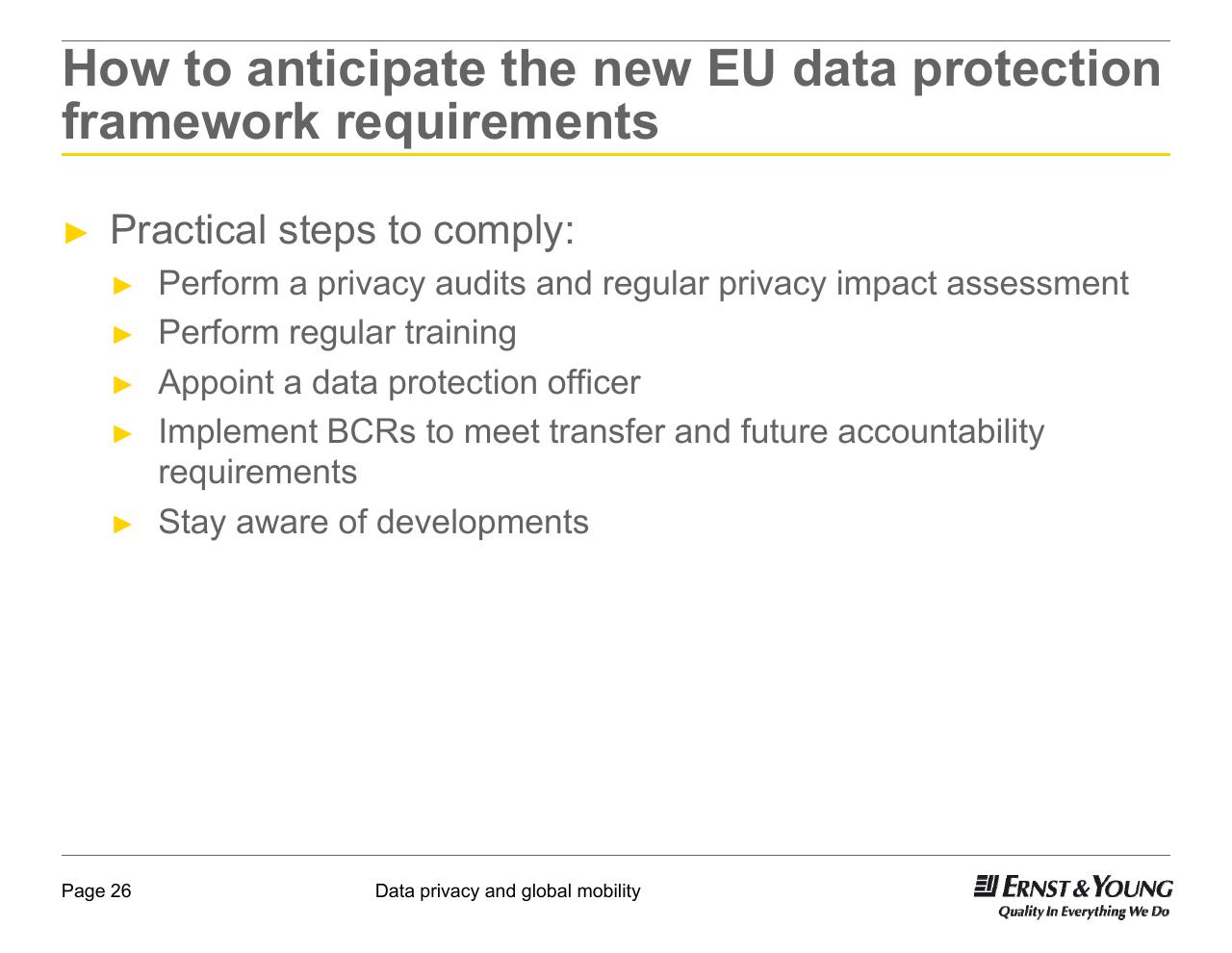 Text slide 26 from Data Privacy And Global Mobility