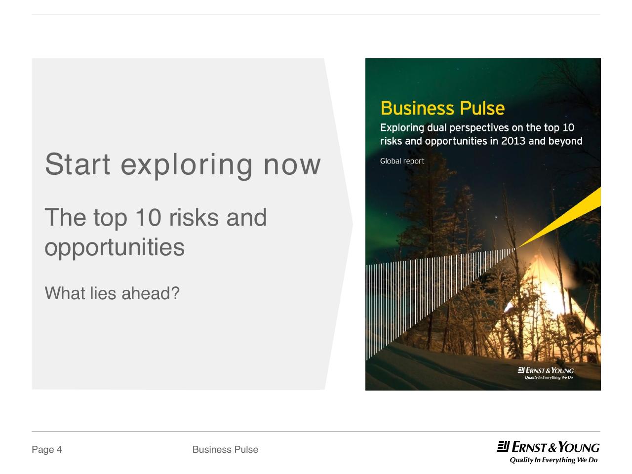 Section Divider slide 4 from Dual Perspectives On The Top 10 Risks And Opportunities 2013 And Beyond