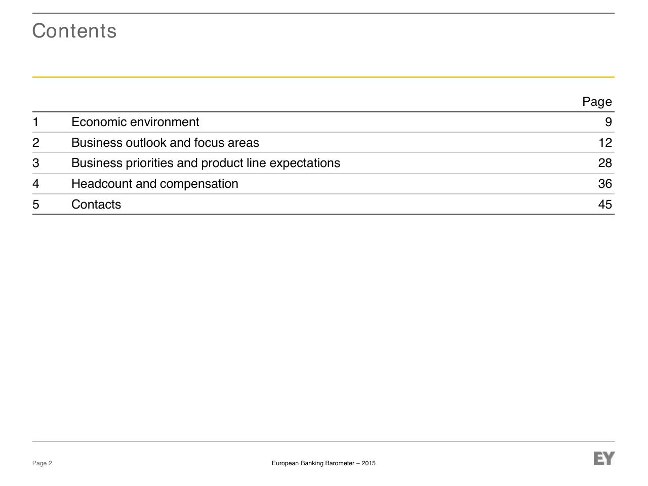 Agenda slide 2 from European Banking Barometer 2015 Reflecting A Challenged Industry