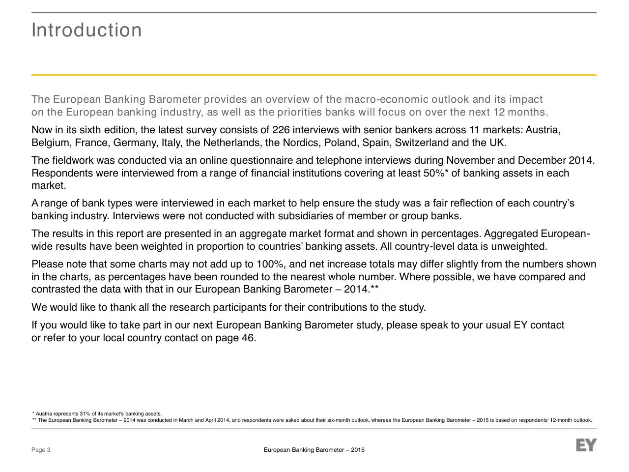 Text slide 3 from European Banking Barometer 2015 Reflecting A Challenged Industry