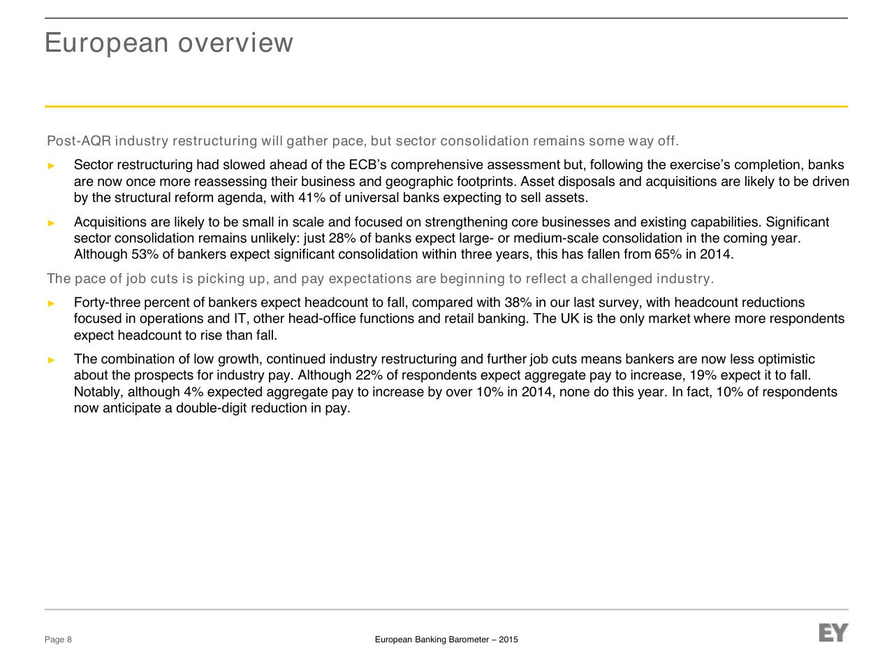 Text slide 8 from European Banking Barometer 2015 Reflecting A Challenged Industry