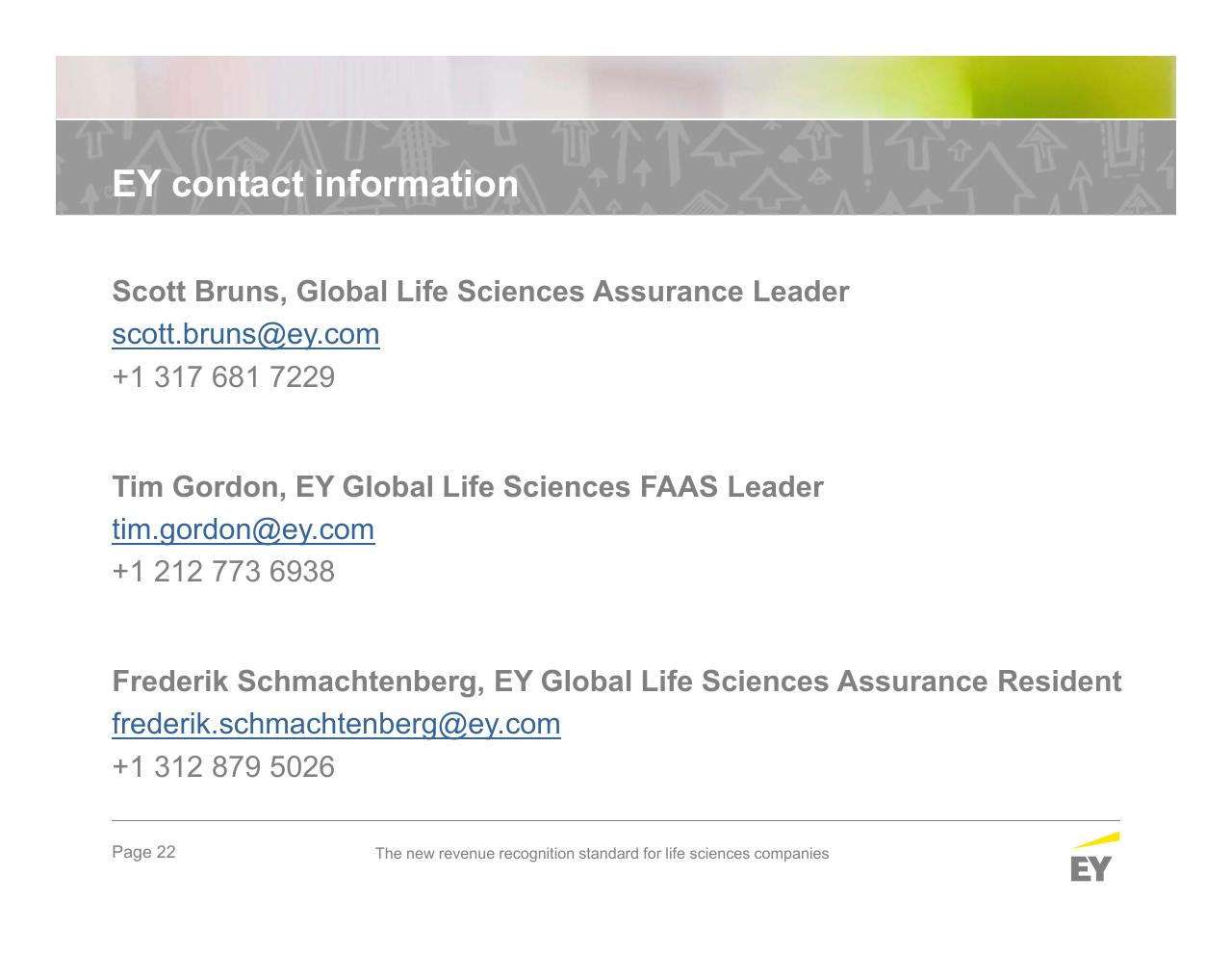 Team slide 22 from The New Revenue Recognition Standard For Life Sciences Companies