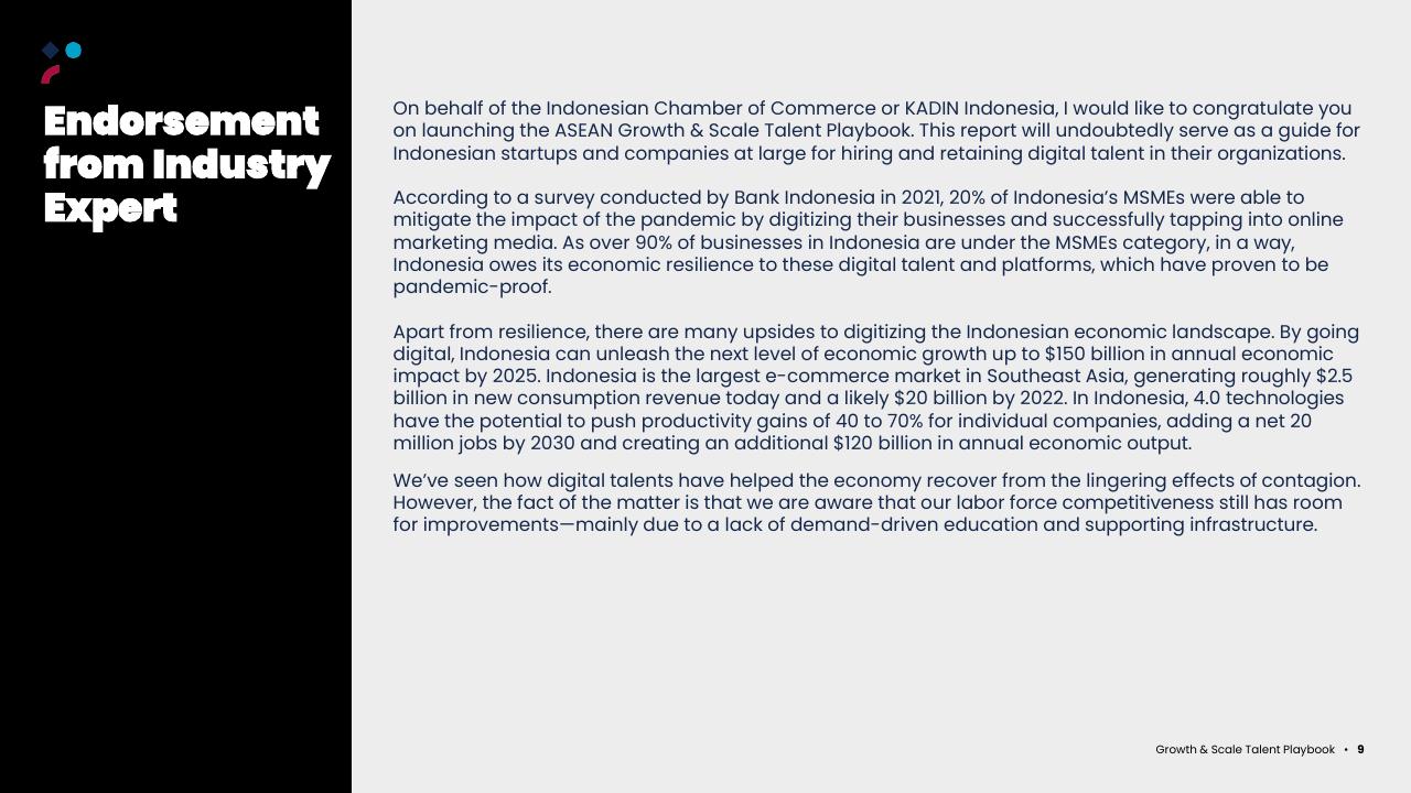 Text slide 9 from Asean Growth And Scale Talent Playbook Kearney