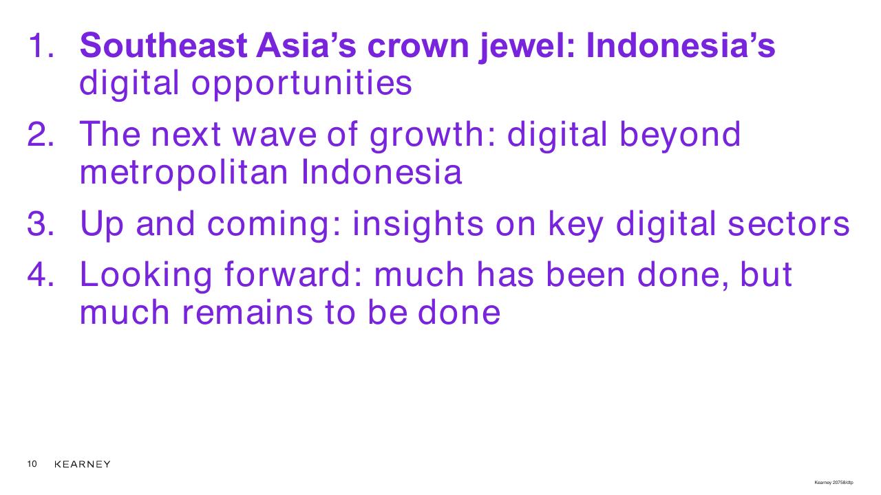 Agenda slide 10 from Unlocking The Next Wave Of Digital Growth_ Beyond Metropolitan Indonesia Kearney