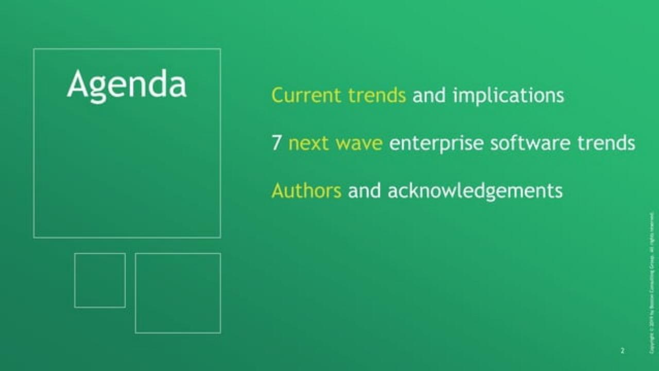 Agenda slide 3 from Seven Forces Reshaping Enterprise Software