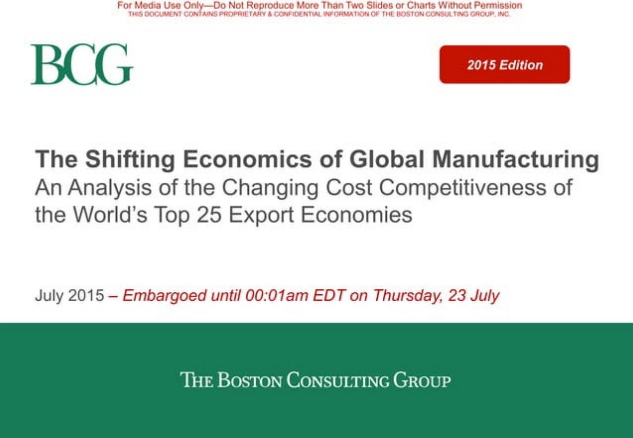 The Shifting Economics Of Global Manufacturing consulting deck cover
