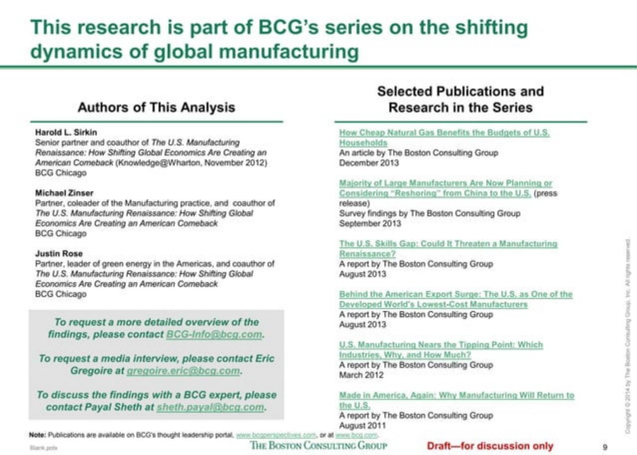 Text slide 10 from The Shifting Economics Of Global Manufacturing
