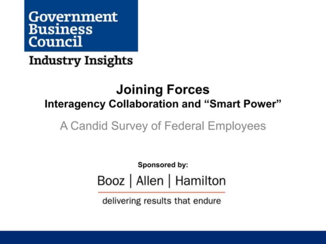 Joining Forces_ Interagency Collaboration And _smart Power_ Booz consulting deck cover